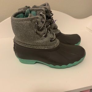 Girls Aqua Sperry Duck boots 12
